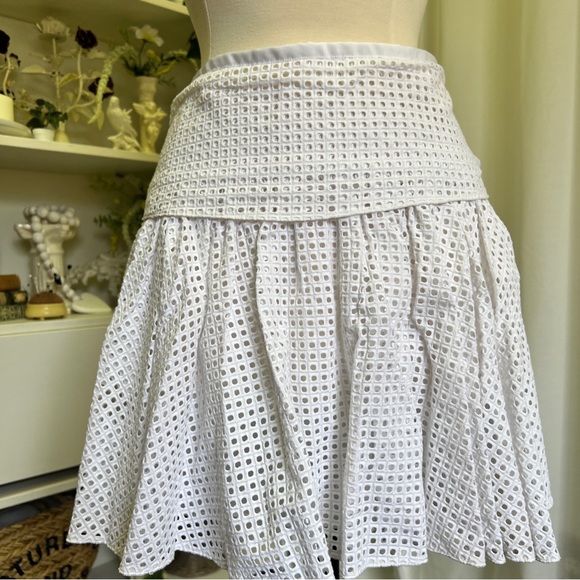 Rag & Bone White Lakewood Perforated Cotton Mini Skirt - Picture 4 of 16